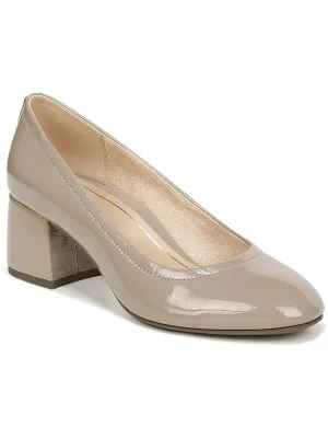 Carmel Womens Patent Leather Textured Block Heels