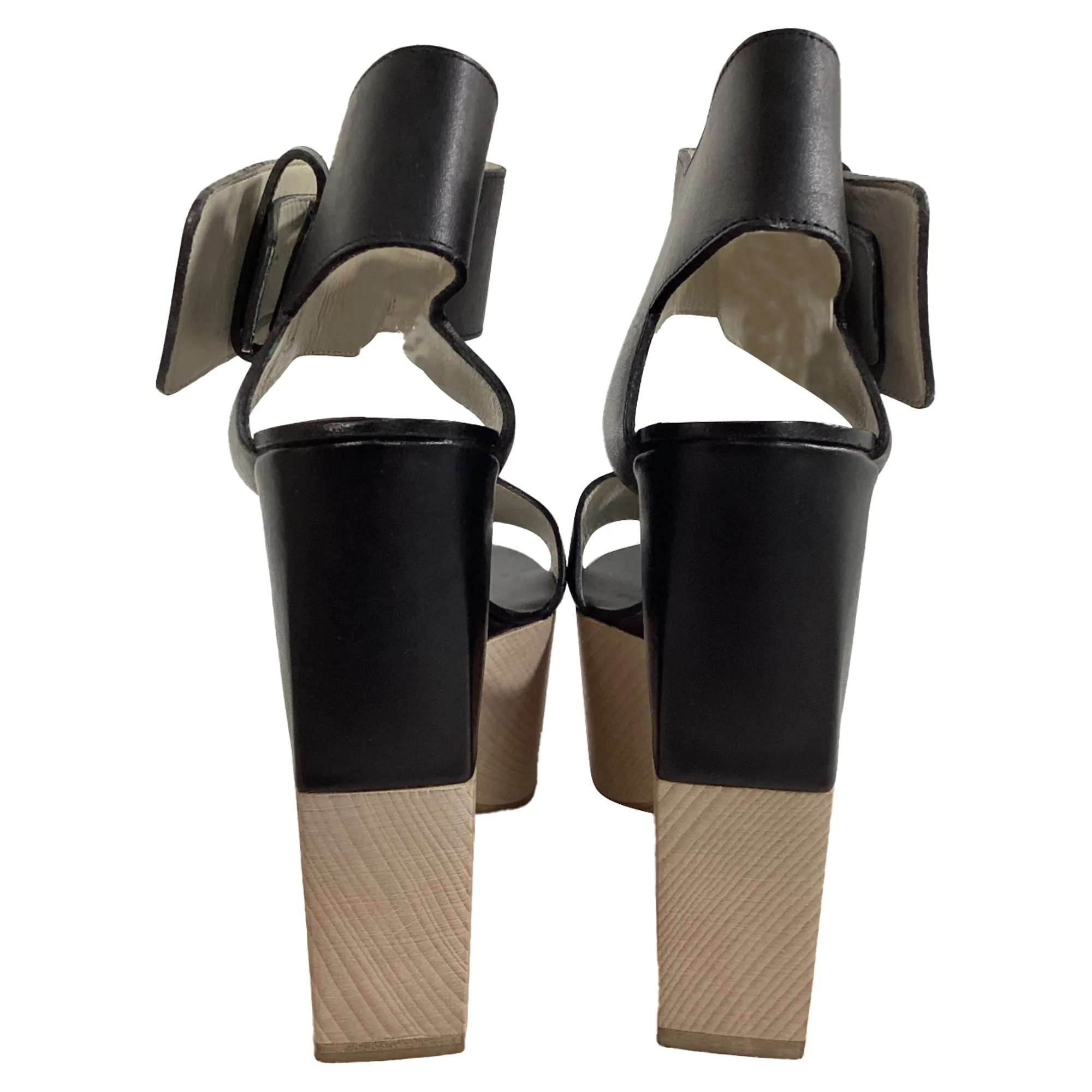 Celine Slingback Platform Sandal Heels in Black Leather