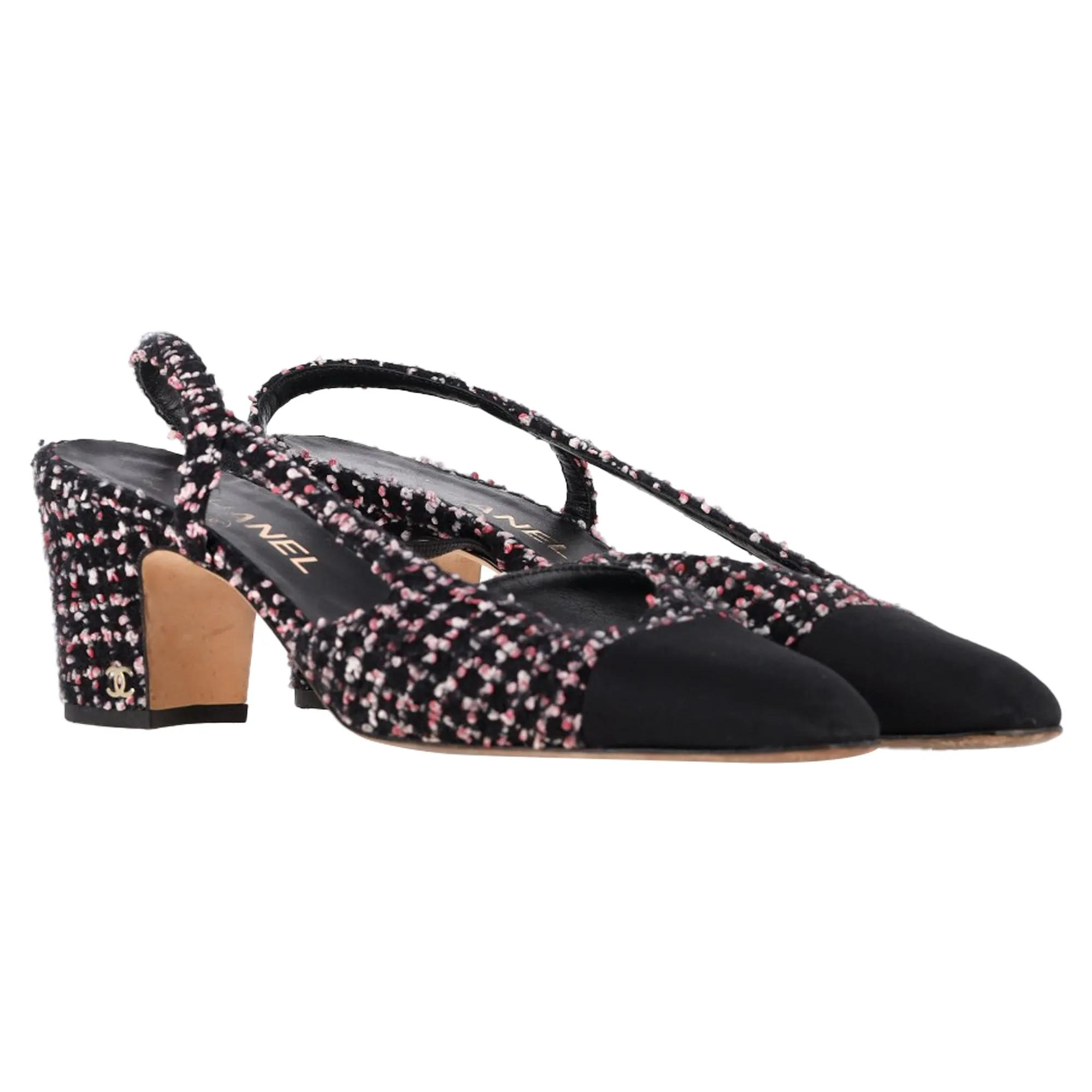 Chanel CC Slingback Pumps in Multicolor Tweed