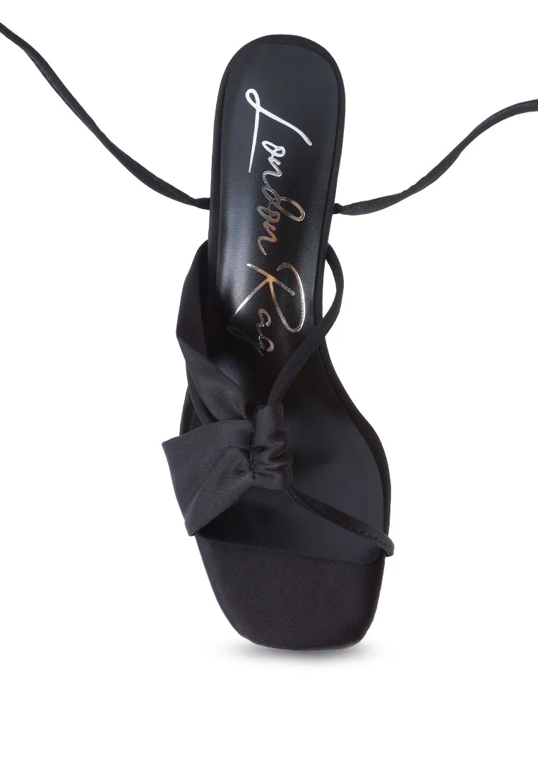 chasm ruched satin tie up block heeled sandals