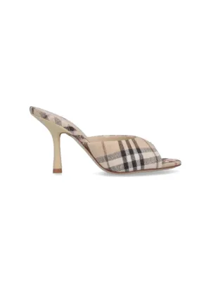 Check' Pumps Sandals  Beige