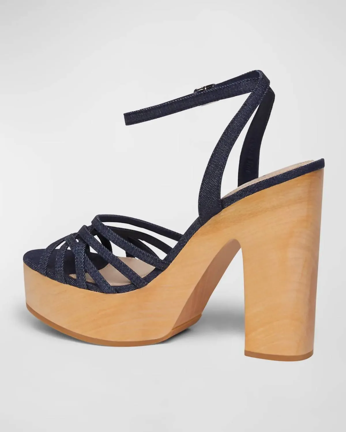 Chelsey Woven Platform Sandal In Indigo Denim