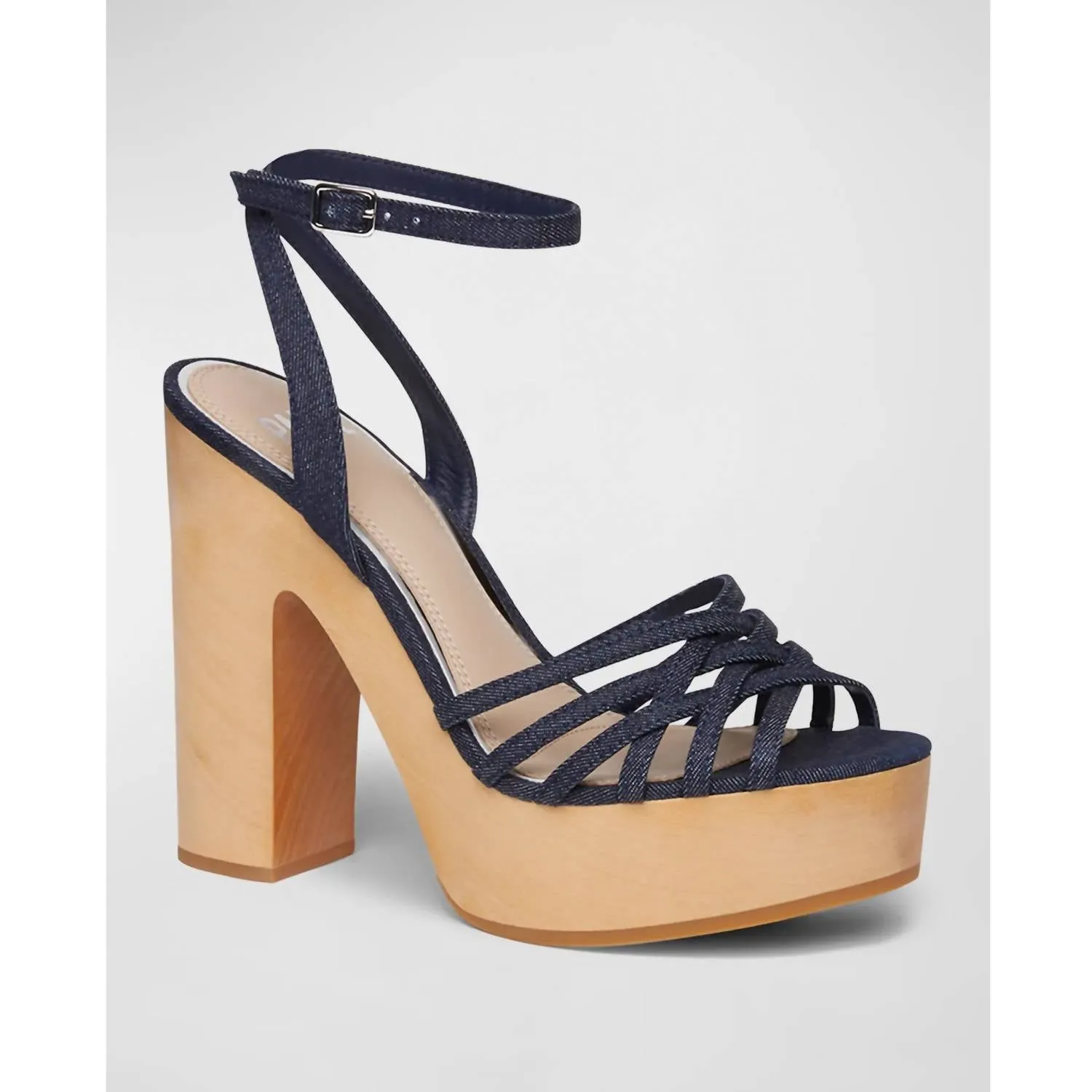 Chelsey Woven Platform Sandal In Indigo Denim