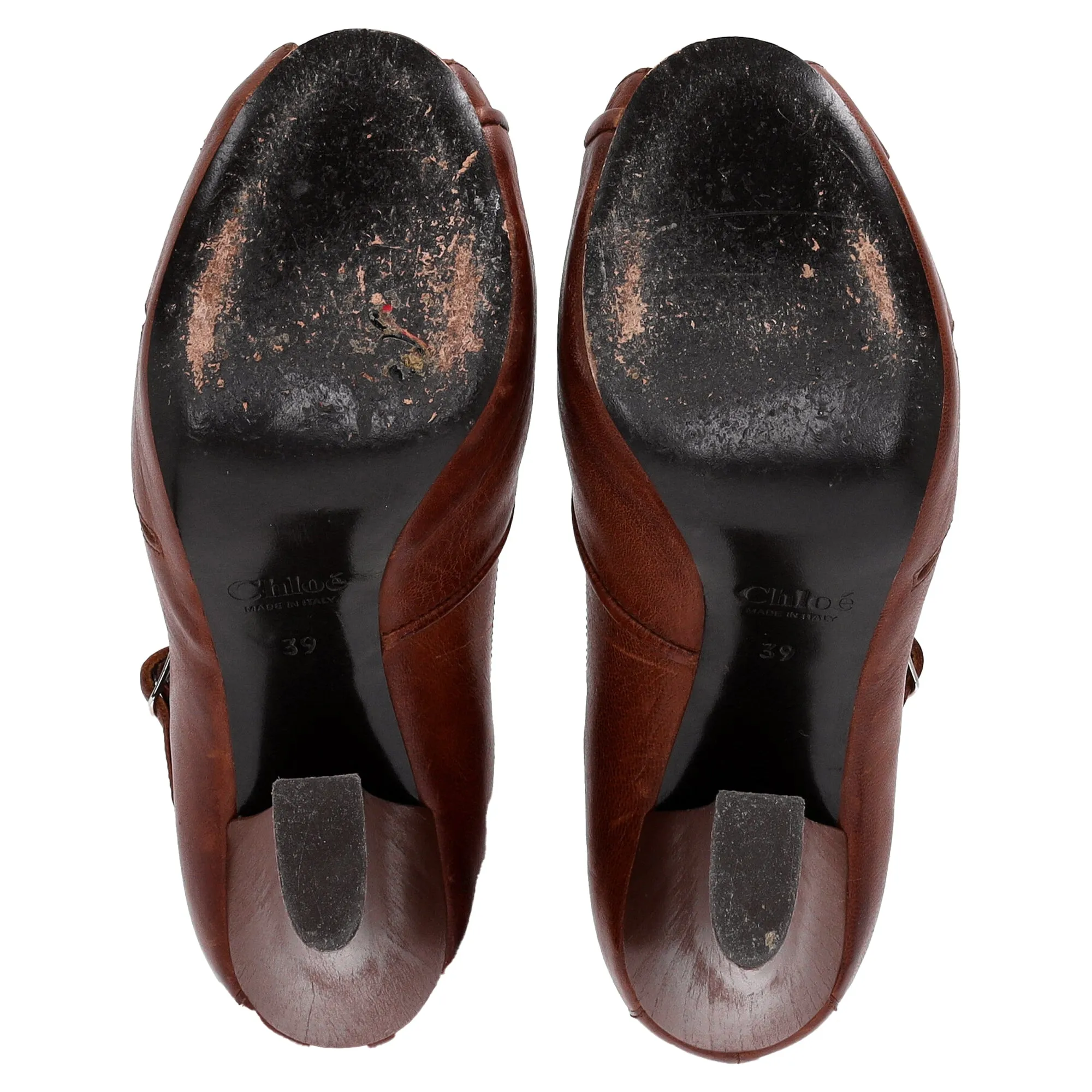Chlo Mary Jane Pumps in Brown Leather