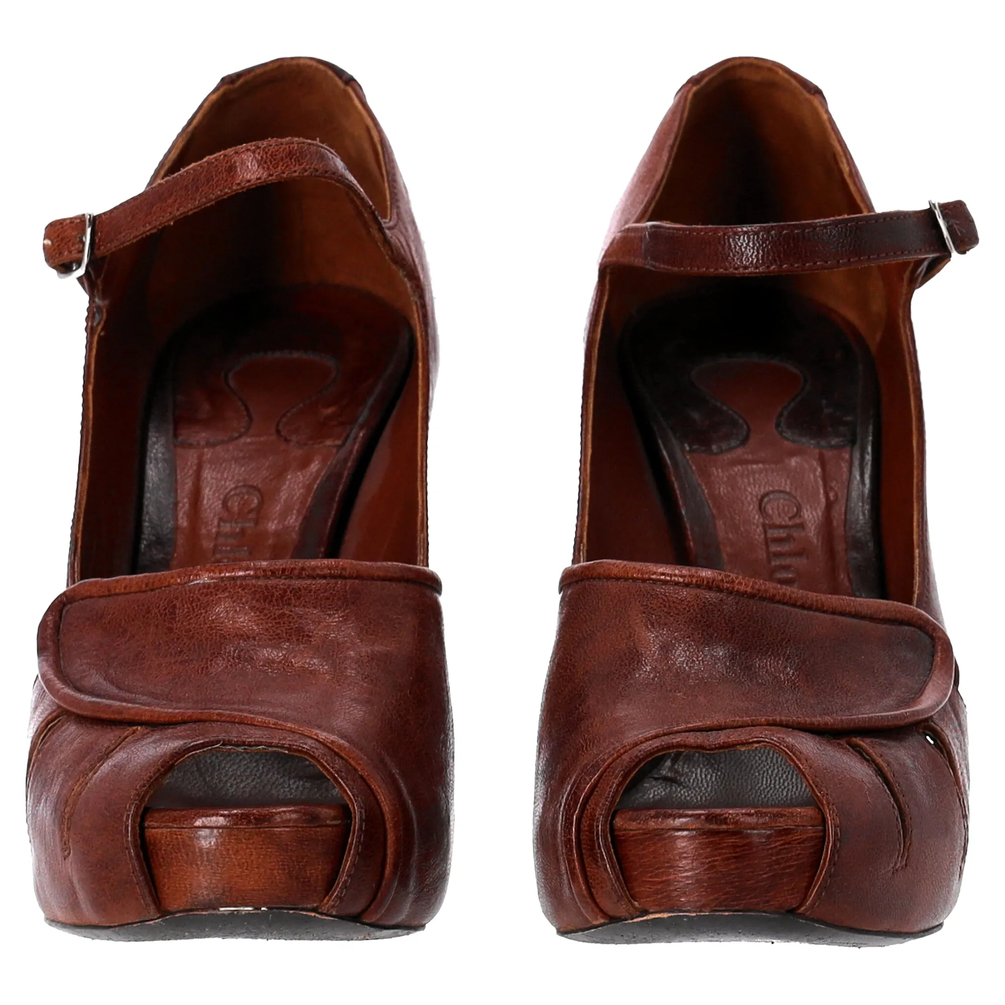 Chlo Mary Jane Pumps in Brown Leather