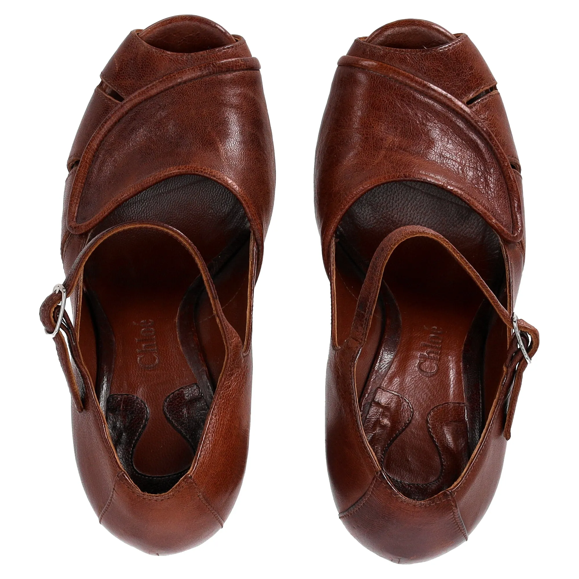 Chlo Mary Jane Pumps in Brown Leather