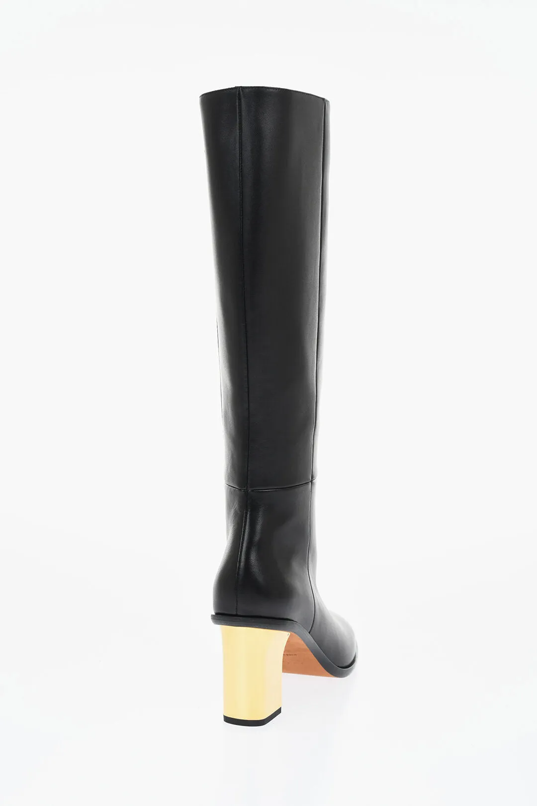 Chloe Leather Knee-High Boots With Metallic Effect Heel 8 Cm