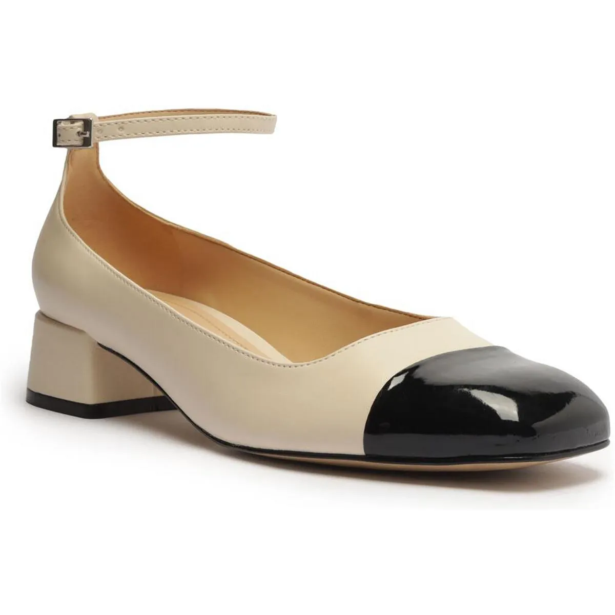 Chloe Low Block Womens Leather Slip On Block Heels