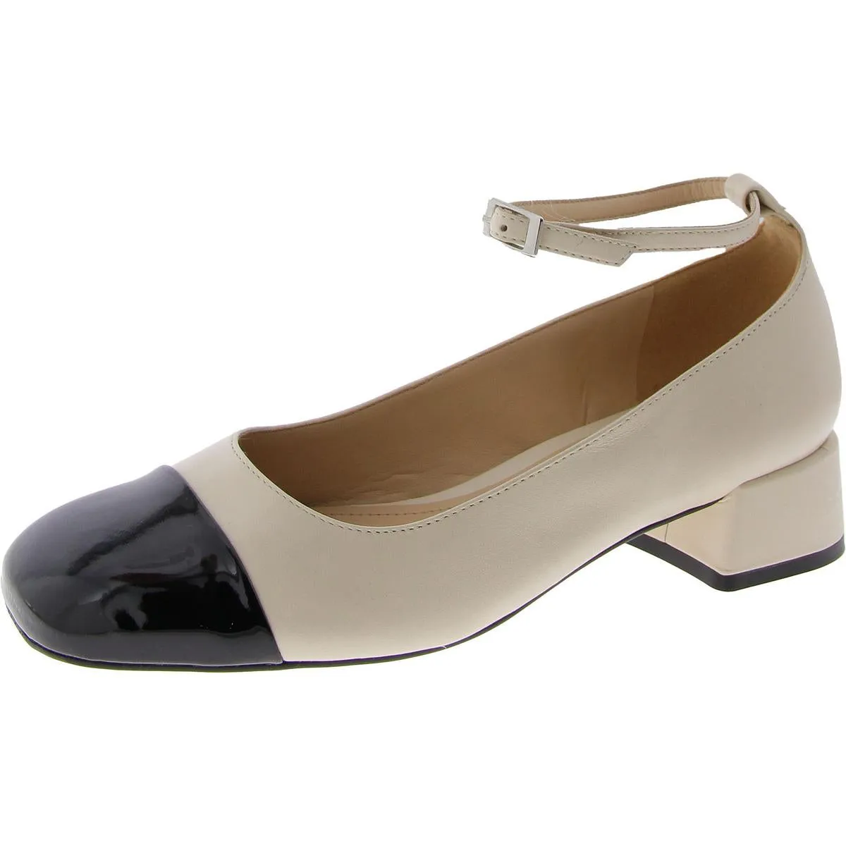 Chloe Low Block Womens Leather Slip On Block Heels