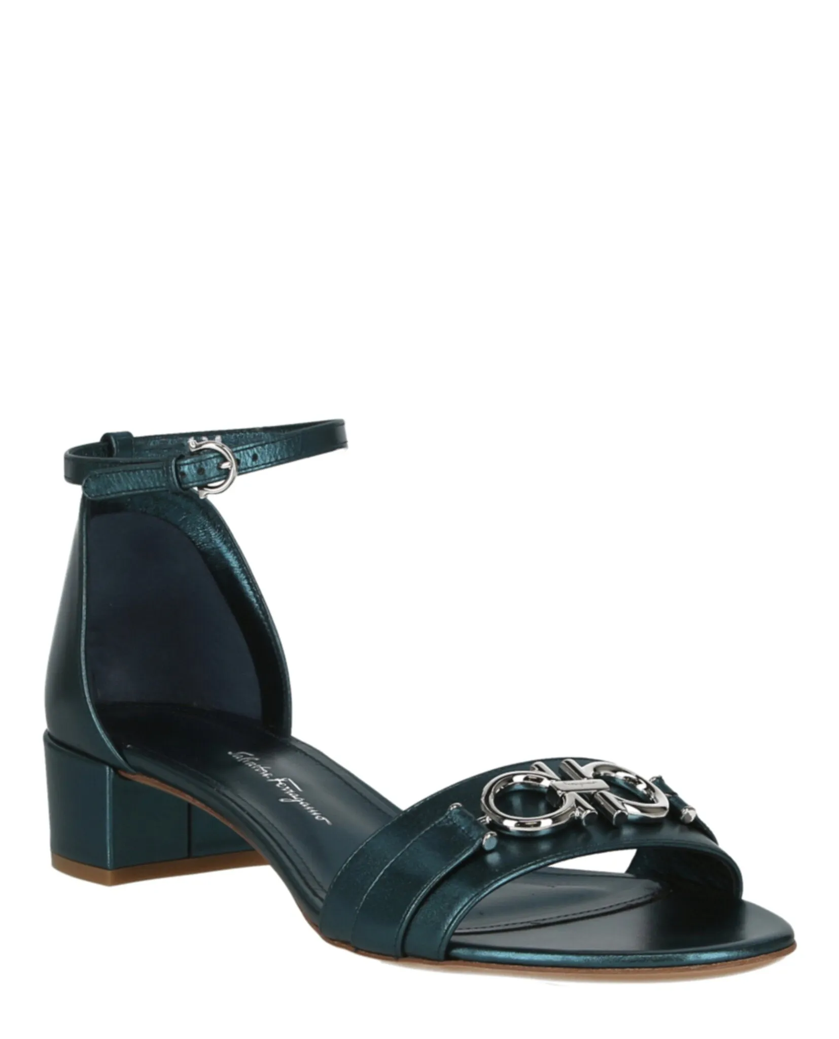Como Metallic Leather Heel Sandals