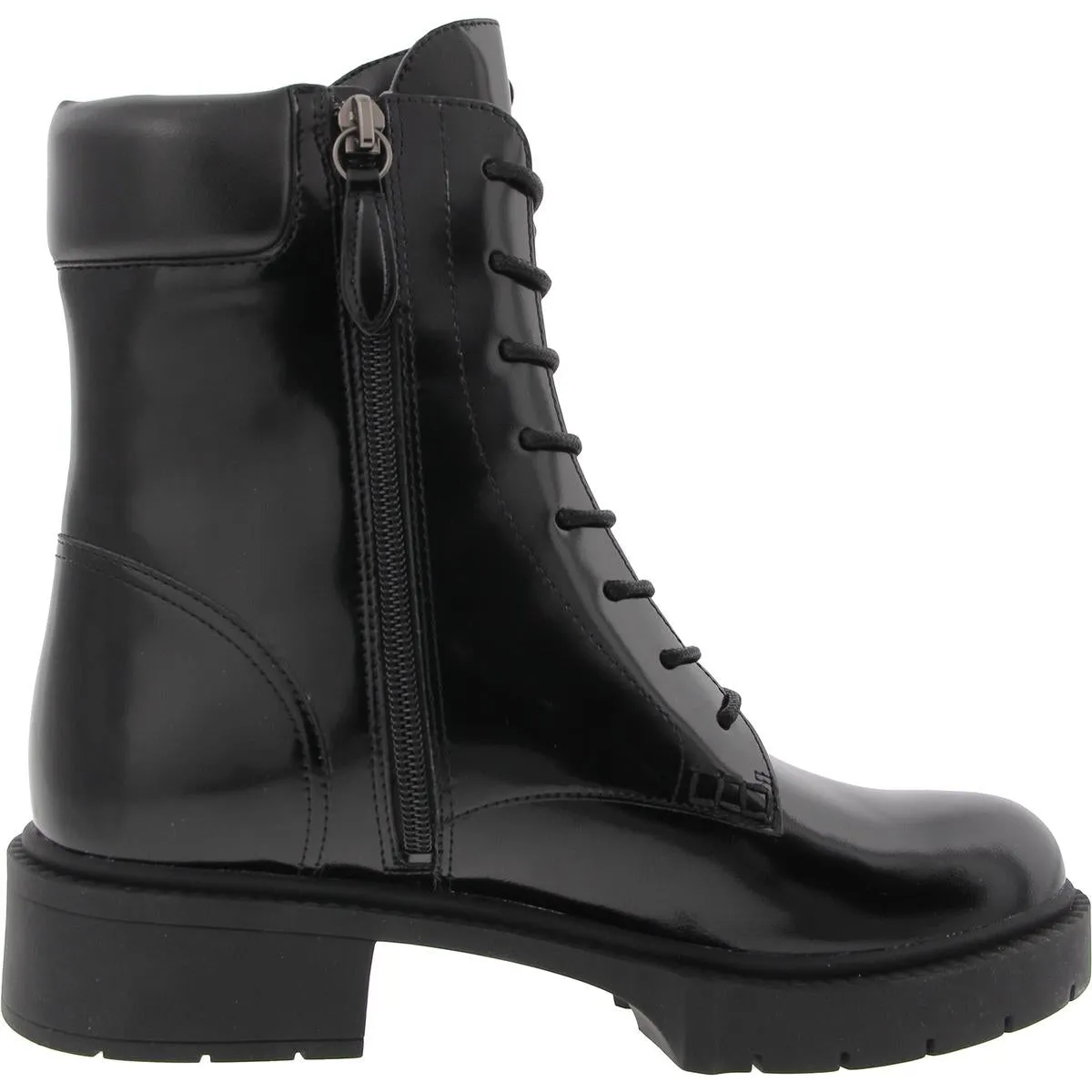 CX027 Womens Zipper Leather Combat & Lace-Up Boots