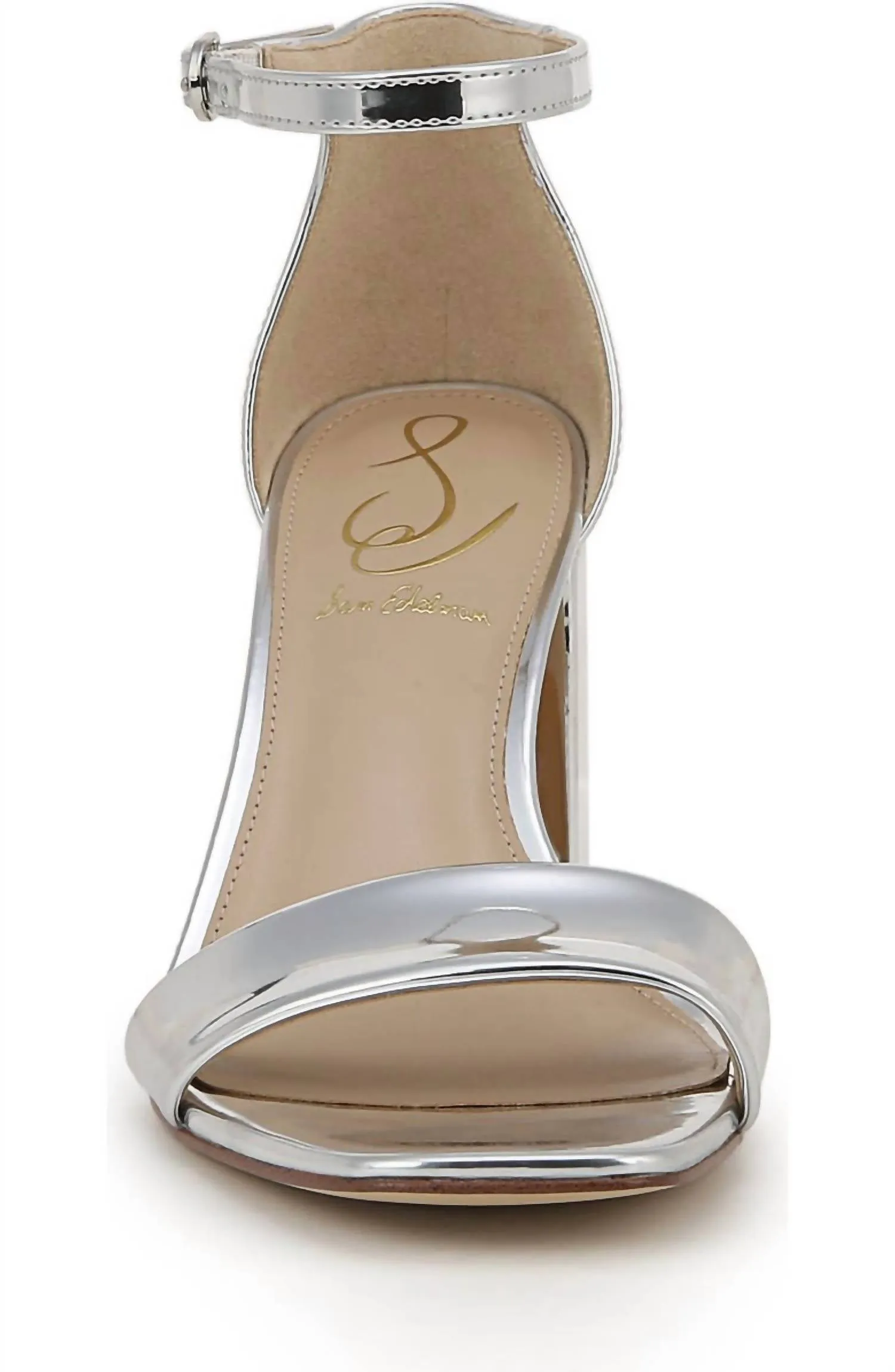 Daniella Block Heel Sandal In Soft Silver