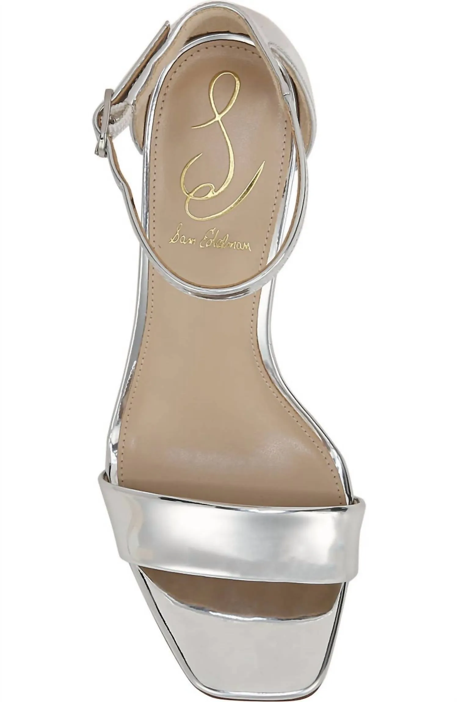 Daniella Block Heel Sandal In Soft Silver