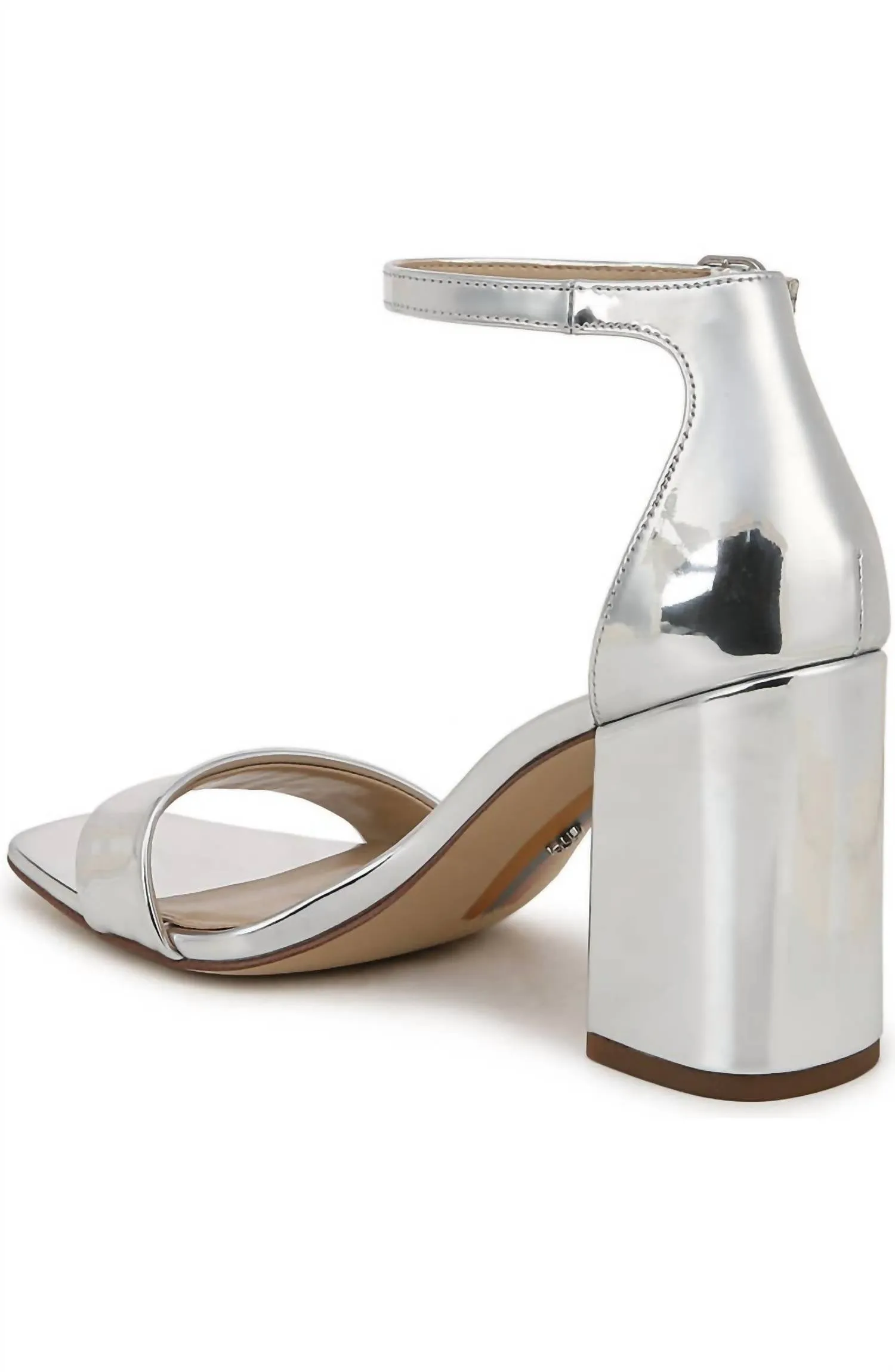 Daniella Block Heel Sandal In Soft Silver