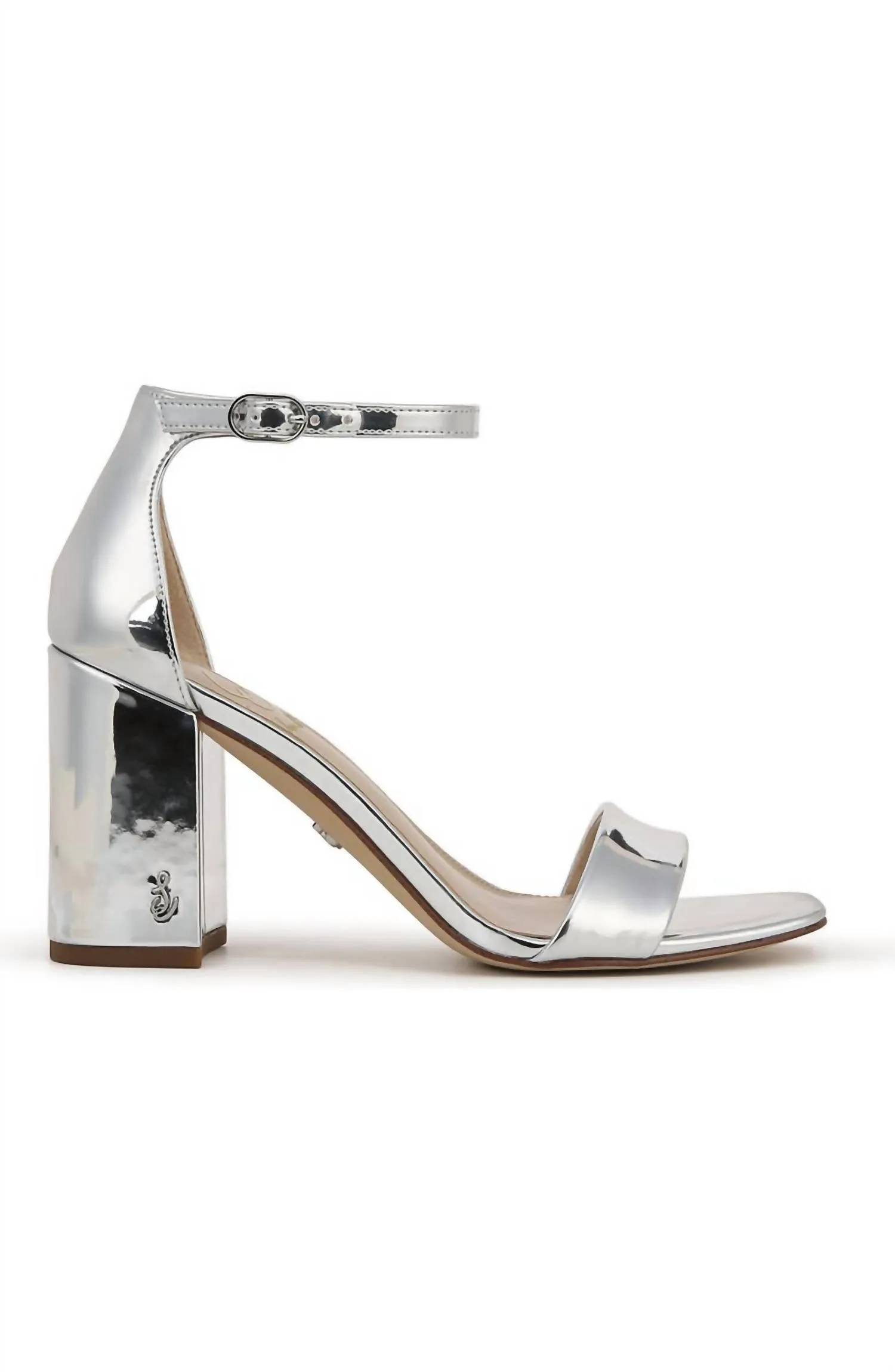 Daniella Block Heel Sandal In Soft Silver