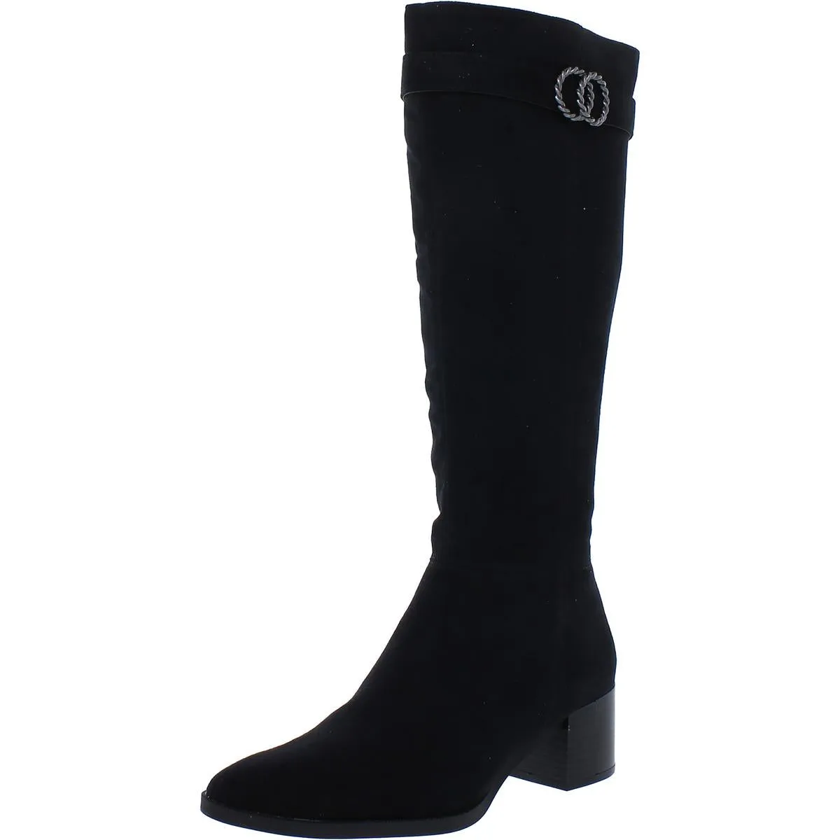 Daring Womens Faux Suede Stacked Heel Knee-High Boots