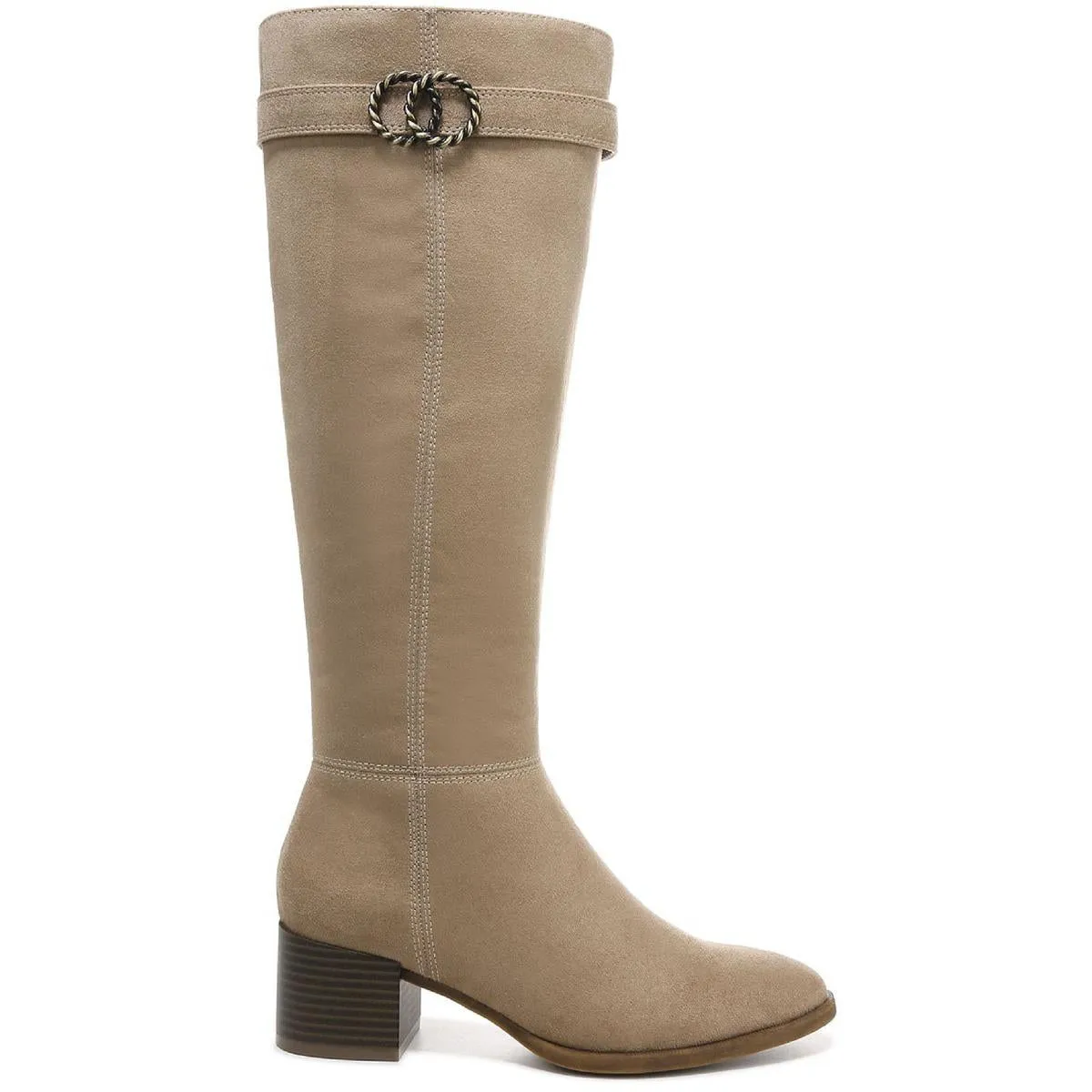 Daring Womens Faux Suede Stacked Heel Knee-High Boots