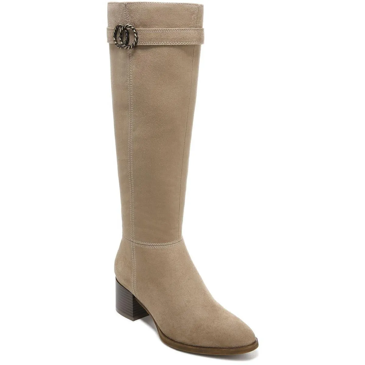 Daring Womens Faux Suede Stacked Heel Knee-High Boots