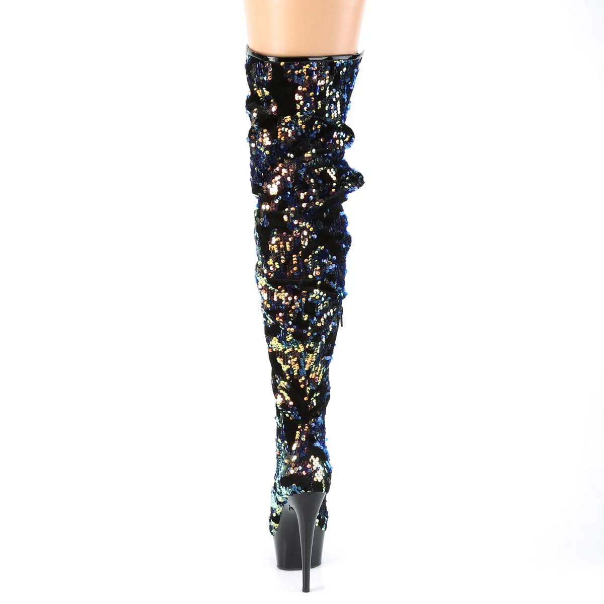 DELIGHT-3004 Blue Iridescent Sequins/Black