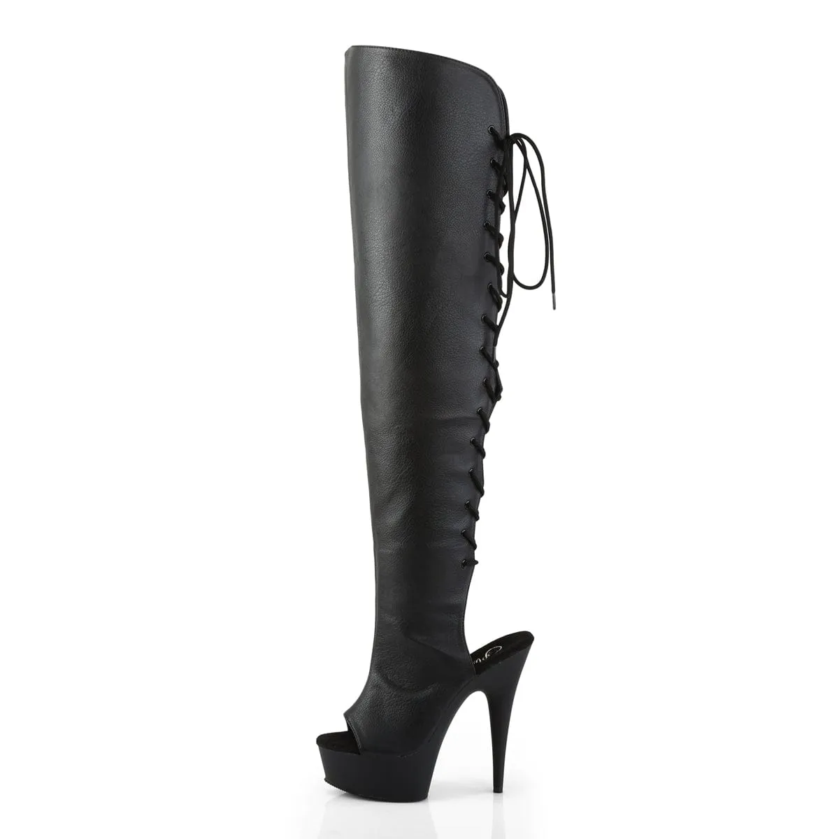DELIGHT-3019 Black Faux Leather/Black Matte