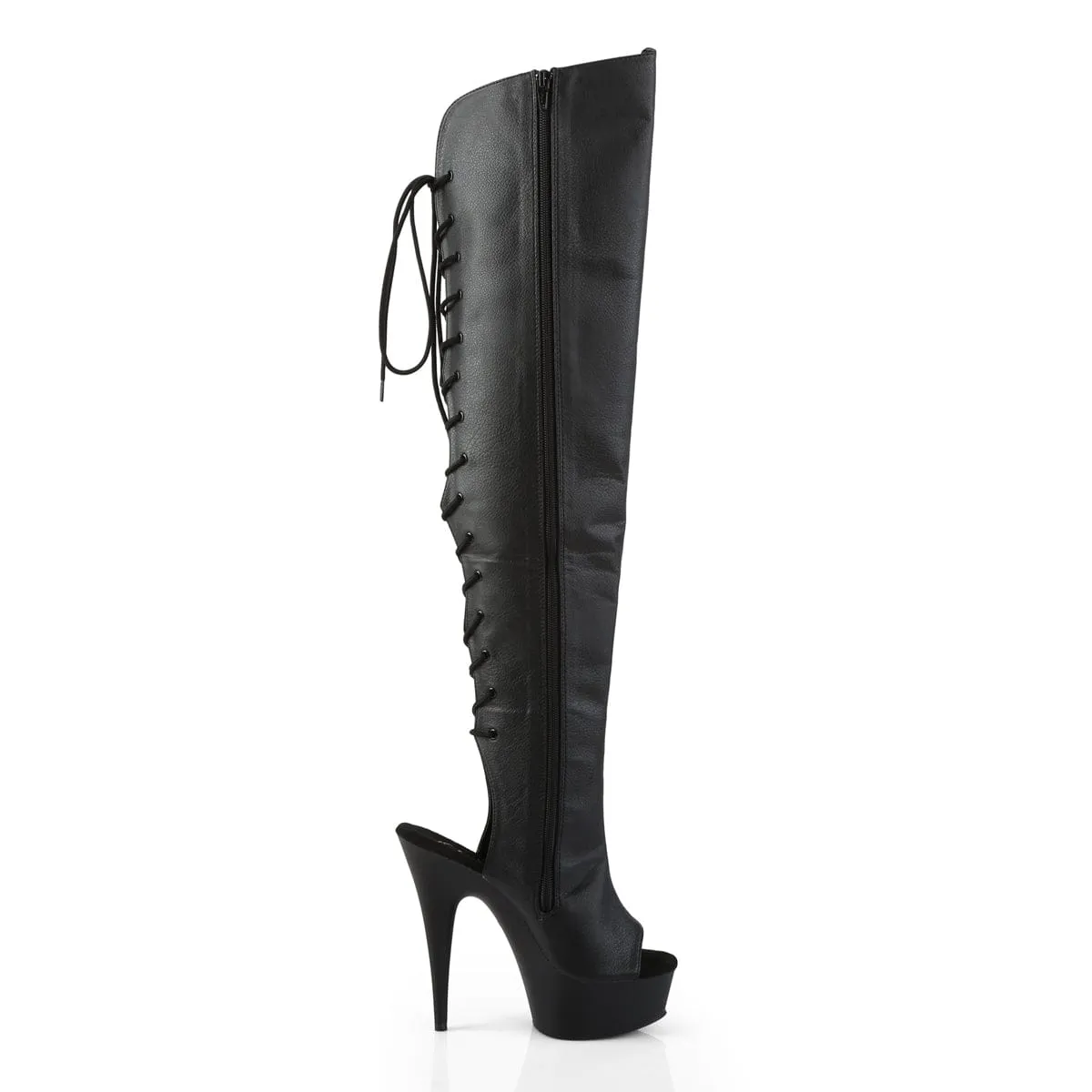 DELIGHT-3019 Black Faux Leather/Black Matte
