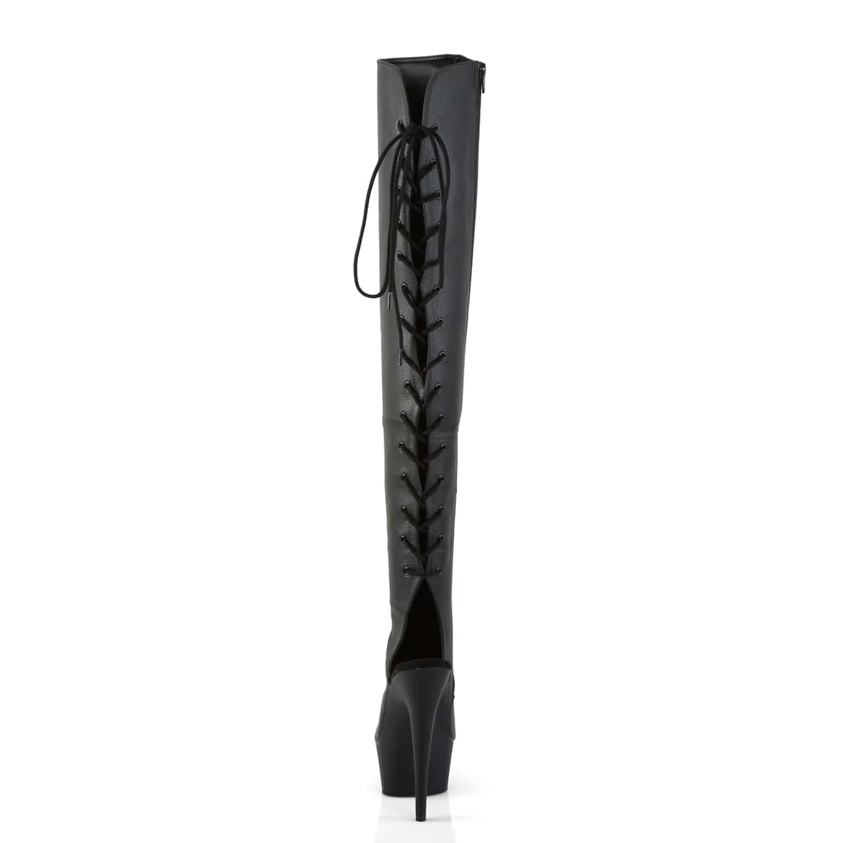 DELIGHT-3019 Black Faux Leather/Black Matte