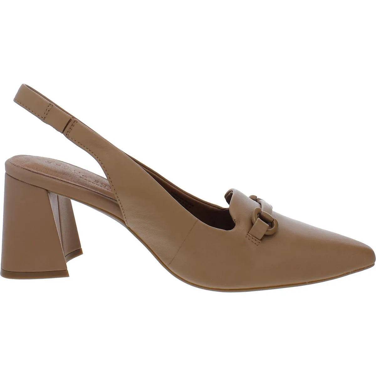 Dionne Womens Leather Stretch Slingback Heels