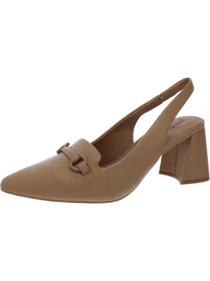Dionne Womens Leather Stretch Slingback Heels