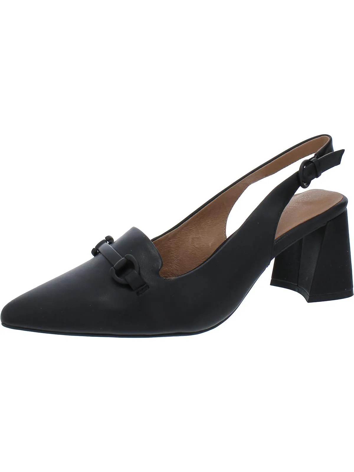 Dionne Womens Leather Stretch Slingback Heels