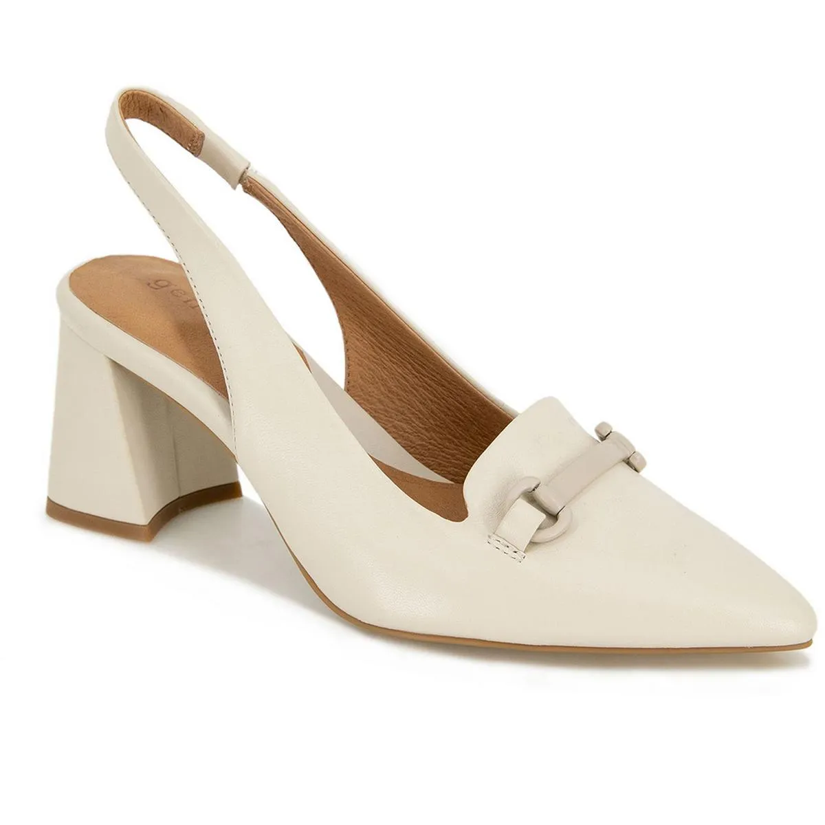 Dionne Womens Leather Stretch Slingback Heels