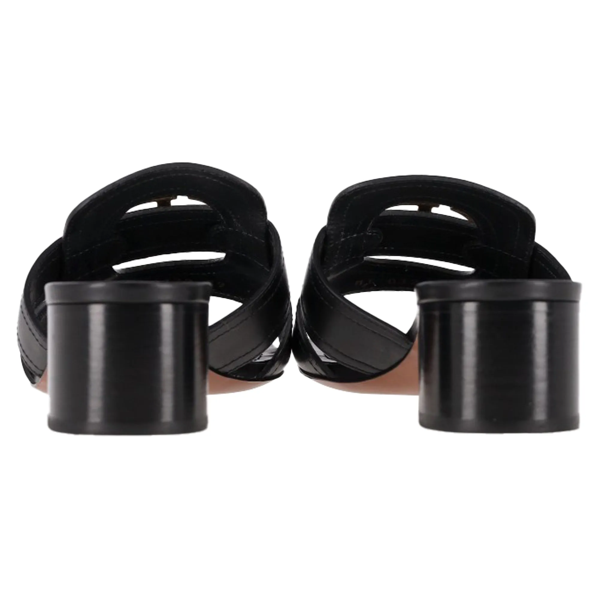 Dior 30 Montaigne Slide Block Heel Sandals in Black Leather