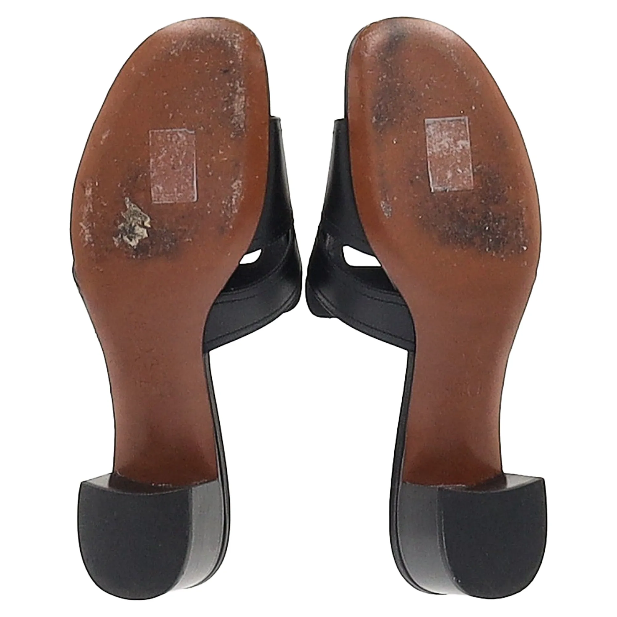 Dior 30 Montaigne Slide Block Heel Sandals in Black Leather