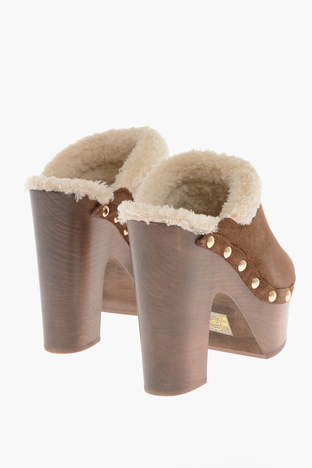 Dolce & Gabbana Shearling Mules With Wood Heel 12Cm