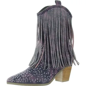Dolly Womens Embellished Faux Suede Cowboy, Western Boots