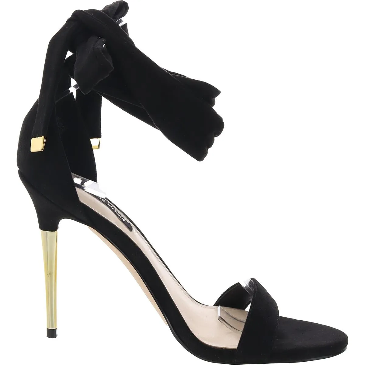 DONATELA Womens Animal Print Suede Lace-Up Heels