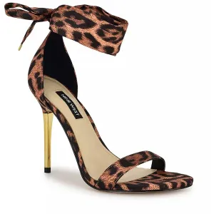DONATELA Womens Animal Print Suede Lace-Up Heels