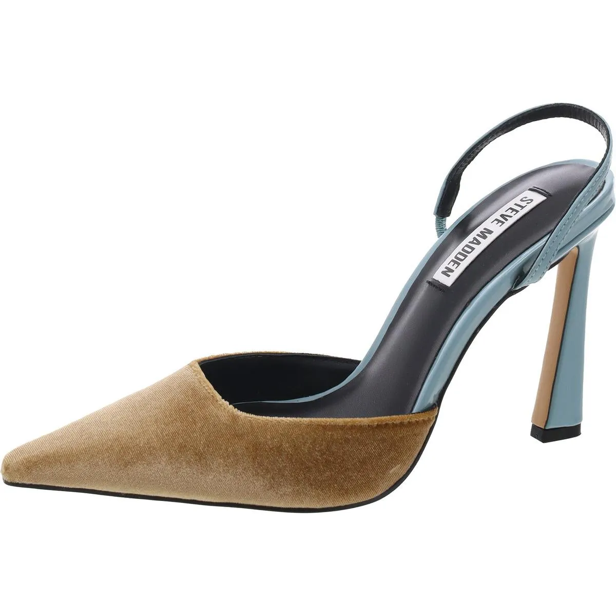Drew Womens Velvet Patent Leather Slingback Heels