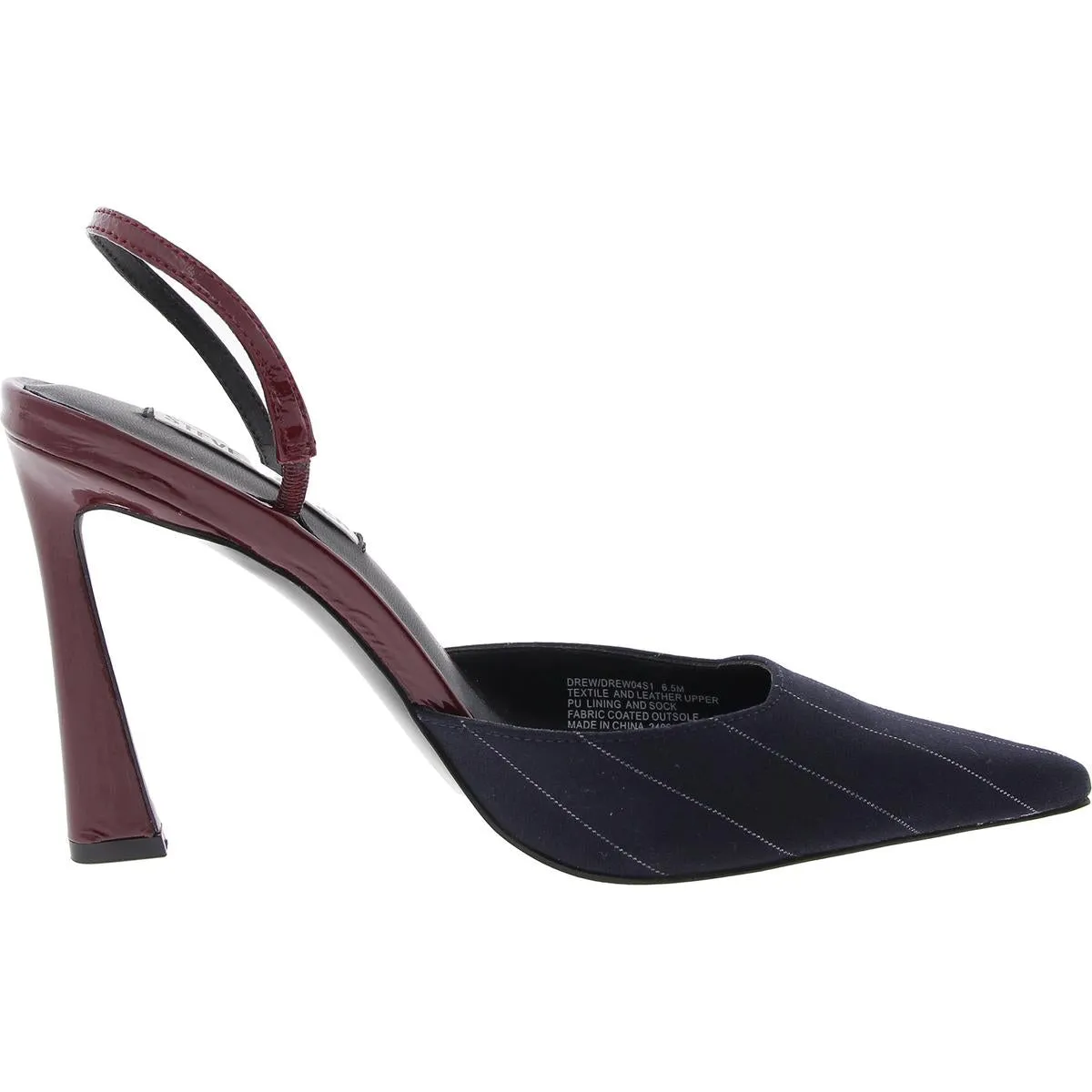 Drew Womens Velvet Patent Leather Slingback Heels