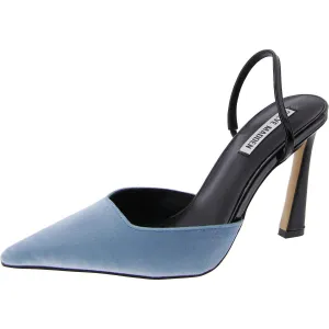 Drew Womens Velvet Patent Leather Slingback Heels