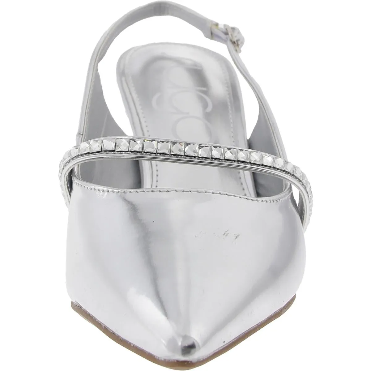 Dreya Womens Embellished Faux Leather Slingback Heels