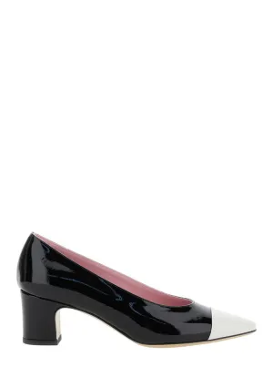 Edith' Black Pumps With Contrasting Toe In Leather