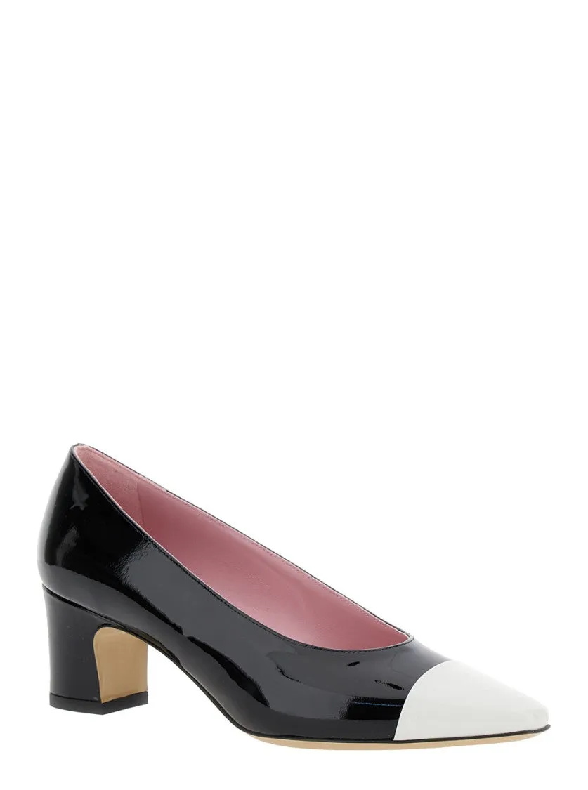 Edith' Black Pumps With Contrasting Toe In Leather