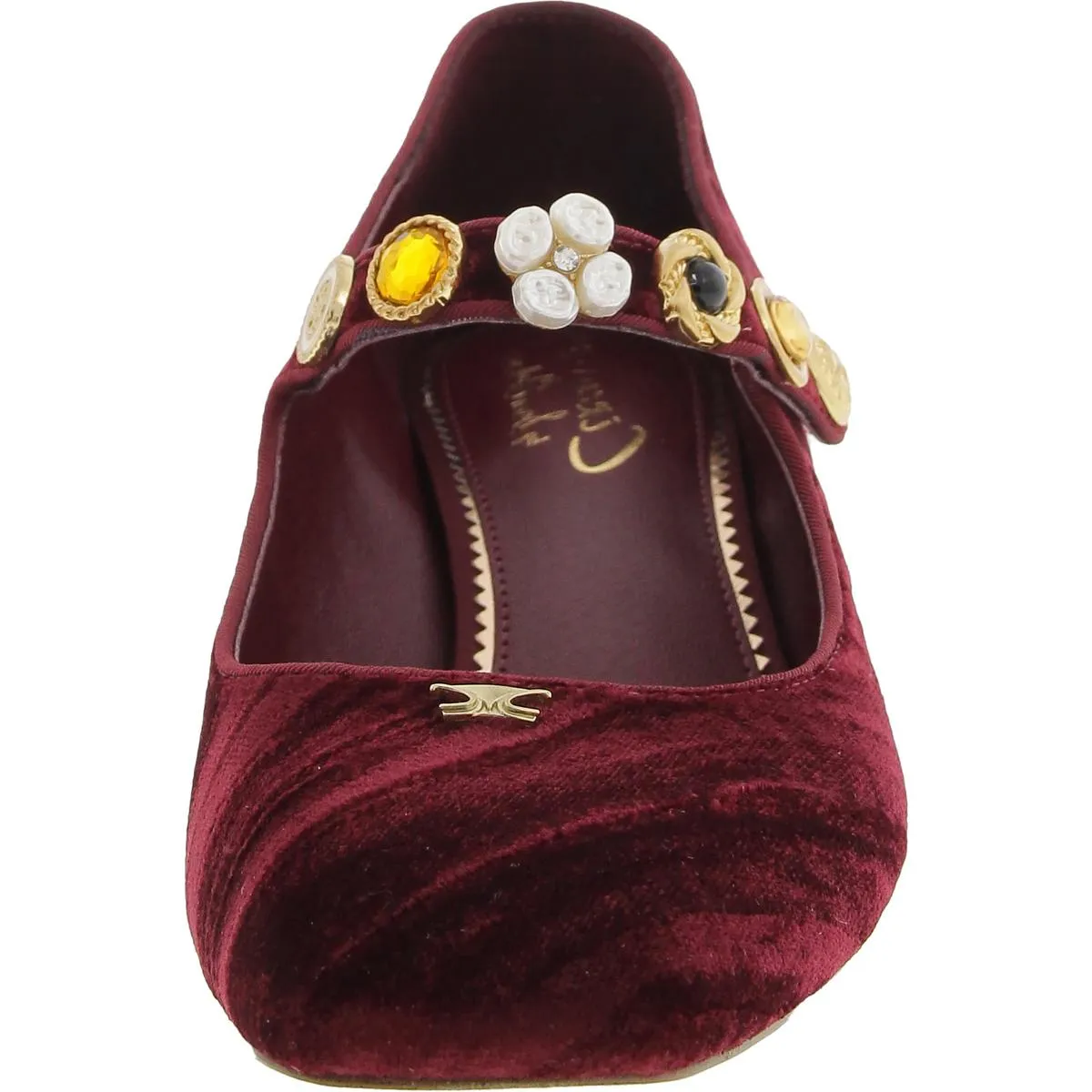 Elaine Womens Embellished Faux Leather Mary Jane Heels