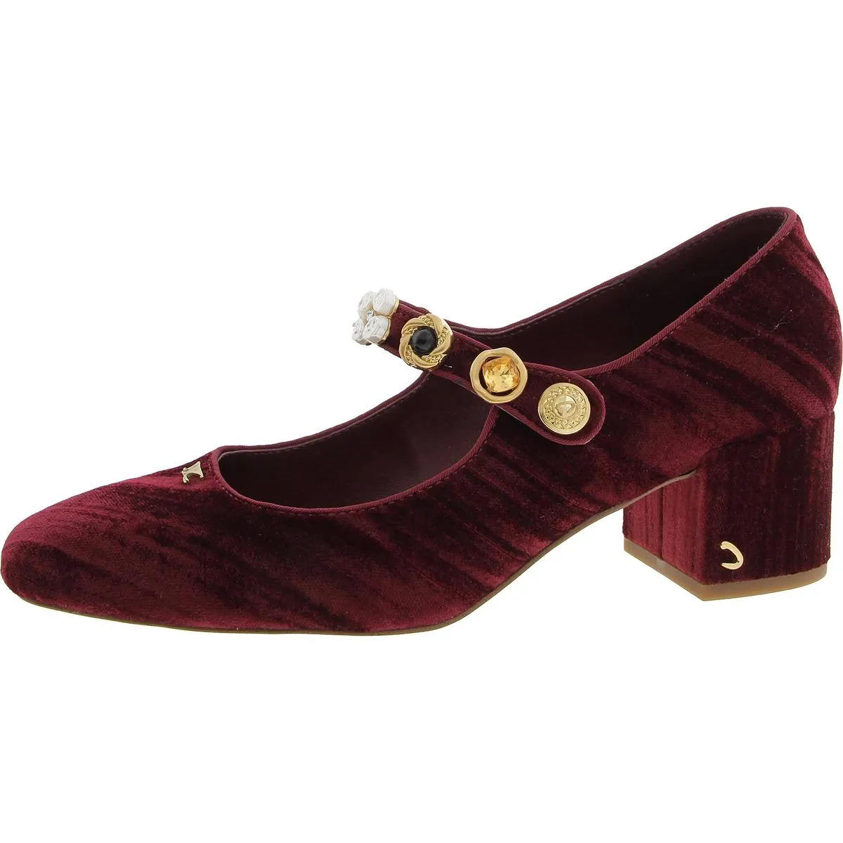 Elaine Womens Embellished Faux Leather Mary Jane Heels