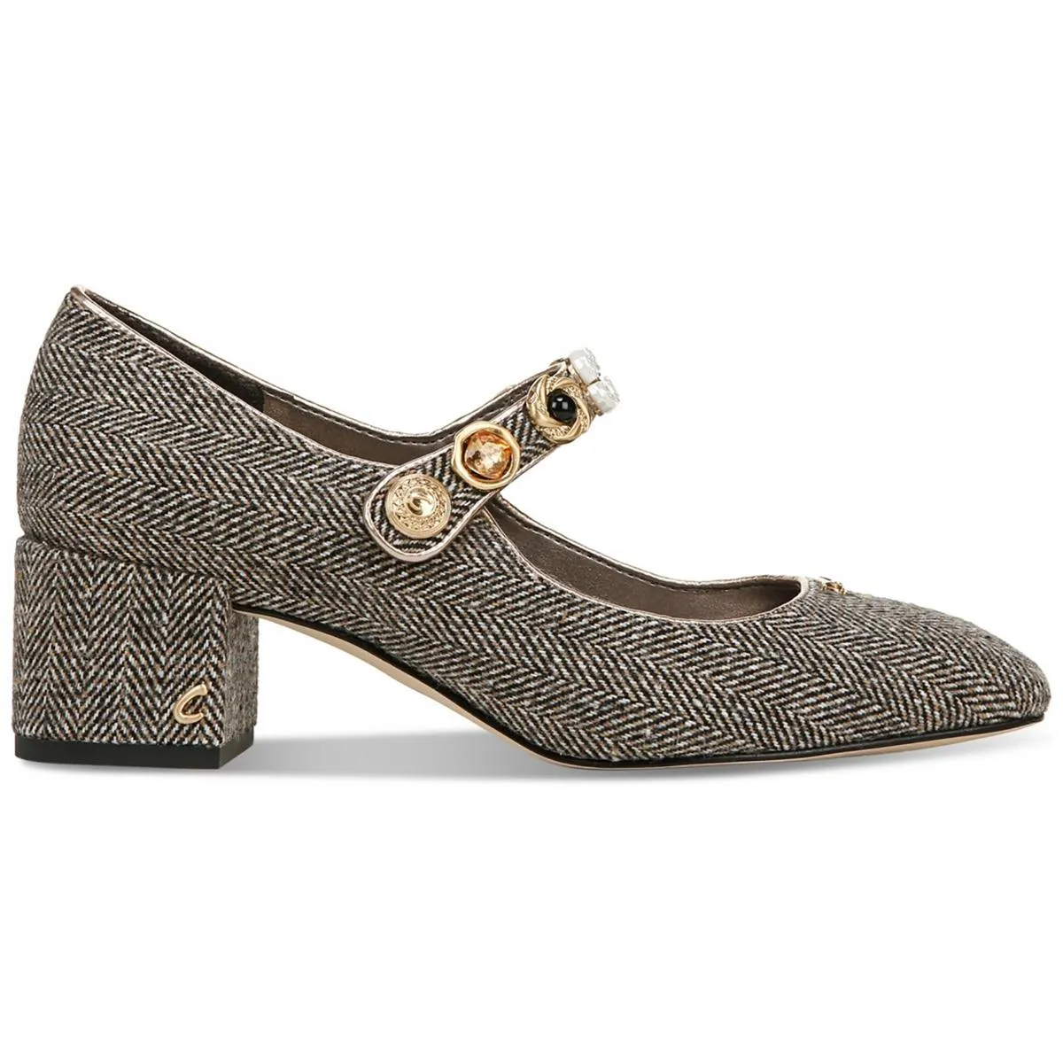 Elaine Womens Embellished Faux Leather Mary Jane Heels