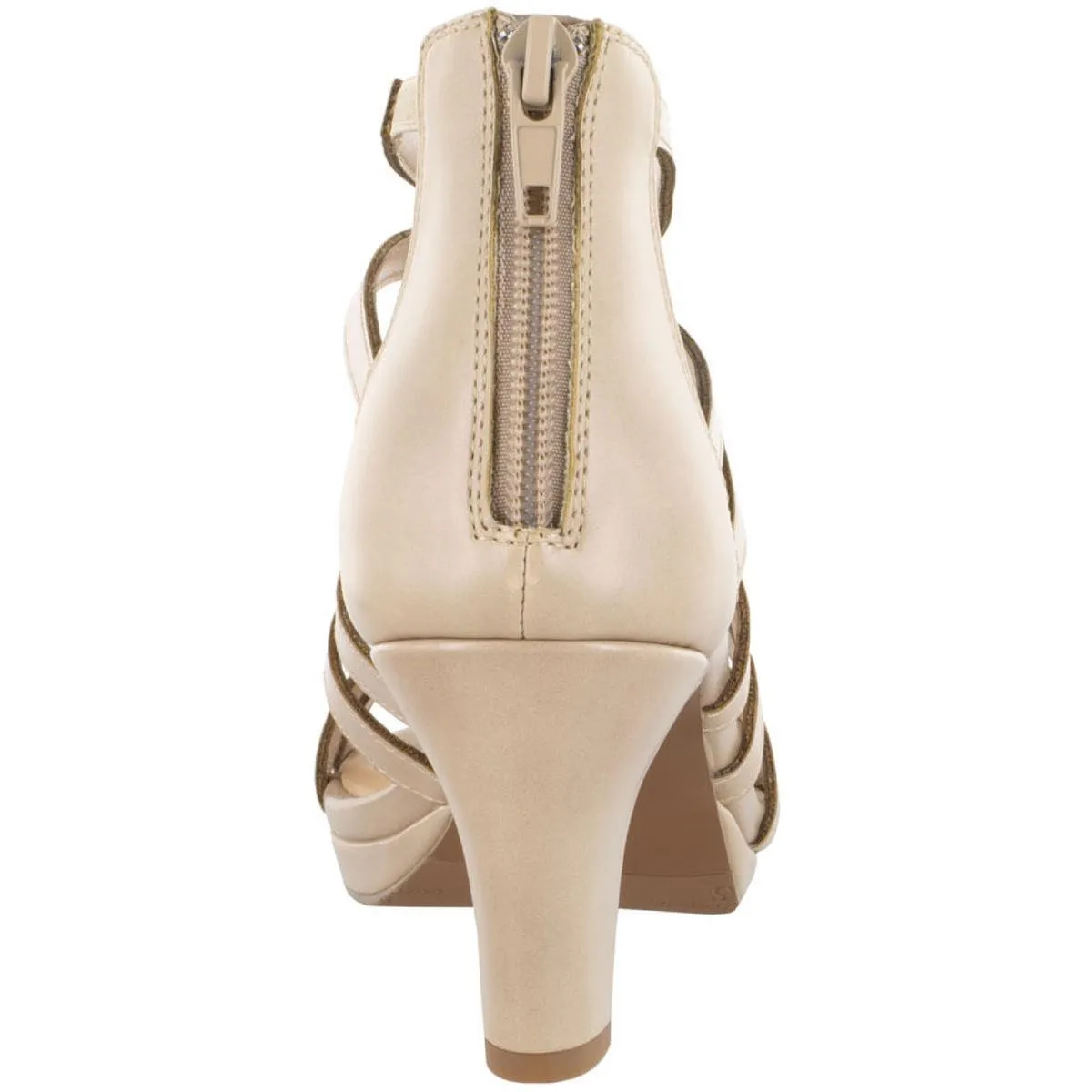Elated Womens Open Toe Zipper Block Heels
