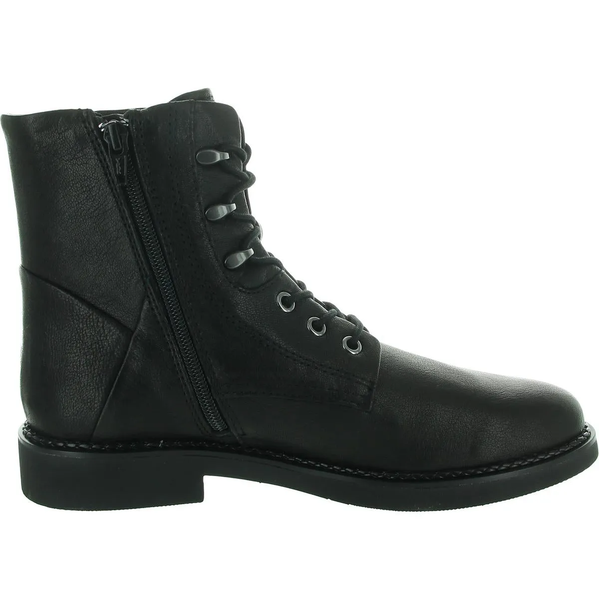 ELSBERRY Womens Cushioned Footbed Leather Combat & Lace-Up Boots