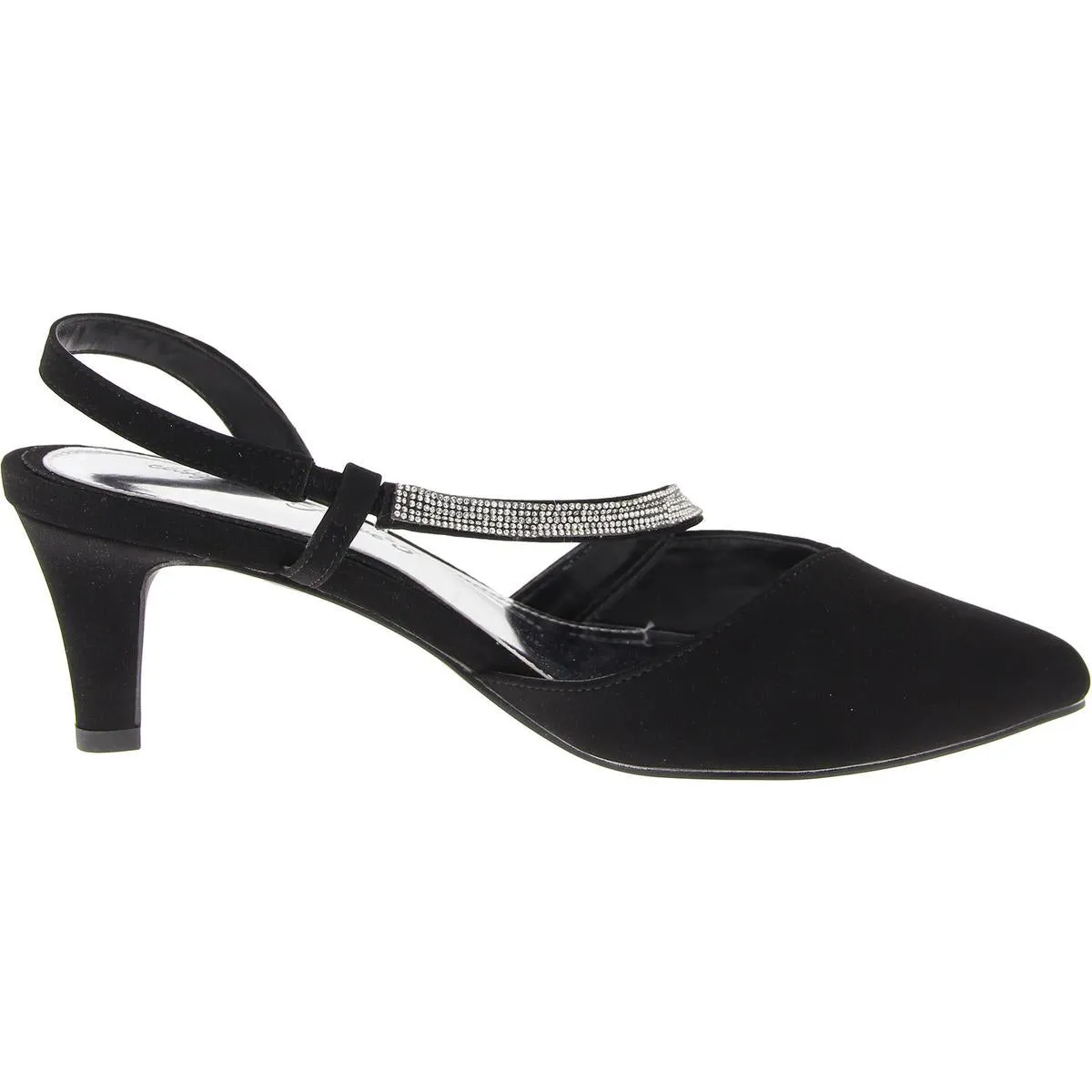 Emerald Womens Faux Leather Pointed Toe Slingback Heels