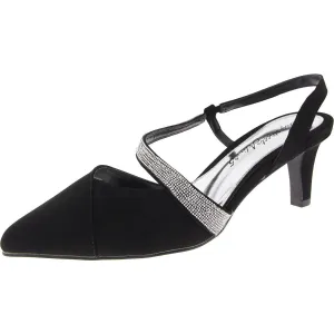 Emerald Womens Faux Leather Pointed Toe Slingback Heels