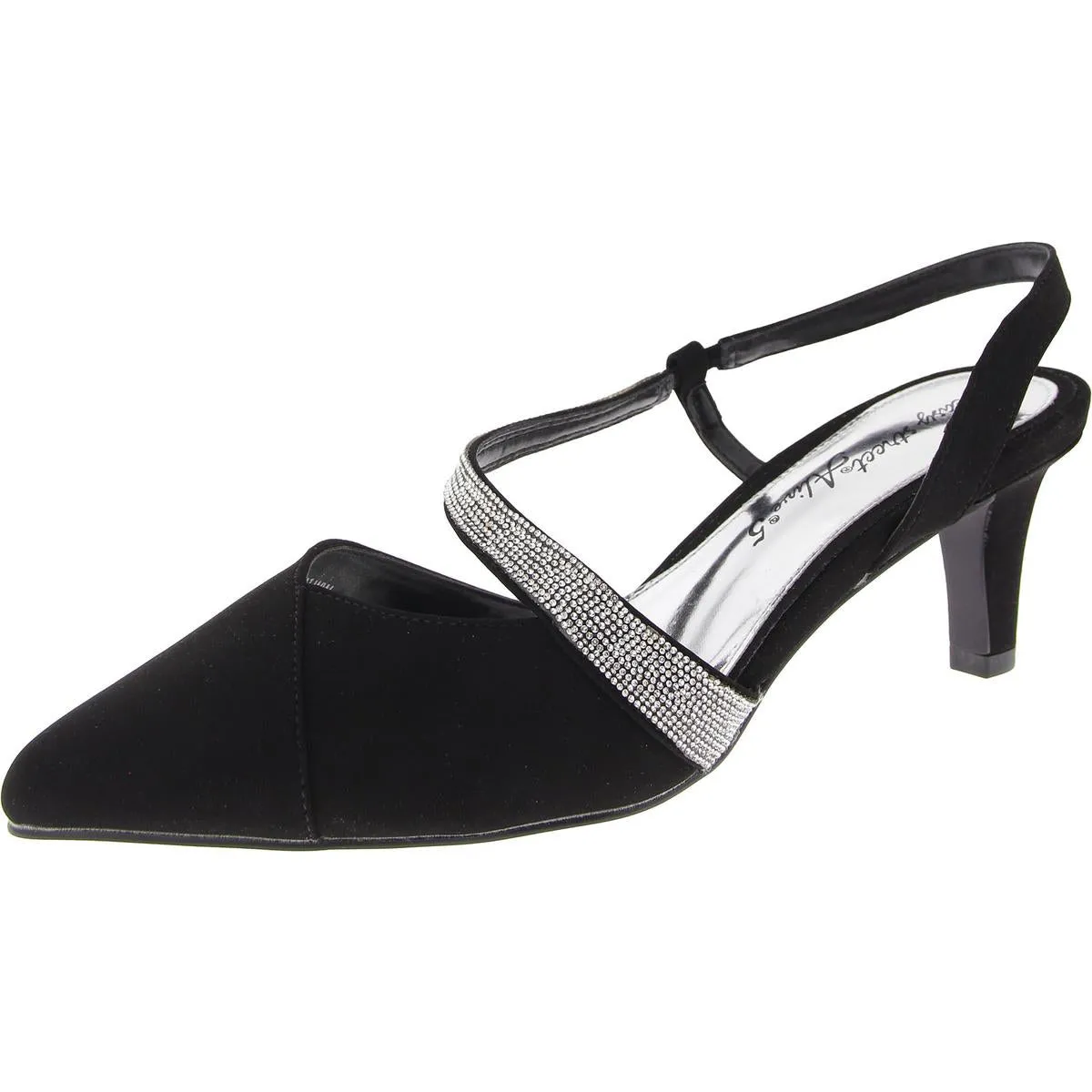 Emerald Womens Faux Leather Pointed Toe Slingback Heels